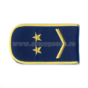 Погоны РЖД вышит. шелк. синие (1 лычка 2 звезды)