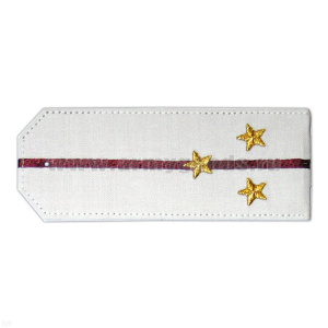 Погоны «машинная вышивка» из рубаш. ткани белые с 1 вышит. крап. просв. с вышит. звездами (ст. лейтенант)