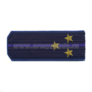 Погоны ФСБ нов/обр иссиня-черн. с вас. кантом с 1 вас. просв. на китель, вышит. канителью (ст. лейтенант)