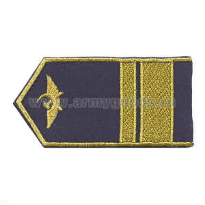 Погоны гражд. авиации, вышит. металлиз. нитью, синие (1 широк. лычка и 1 узк. лычка)