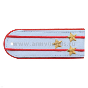 Погоны «машинная вышивка» из рубаш. ткани Полиция бледно-голубые с 2 вышит. красн. просв. с вышит. звездами (полковник)