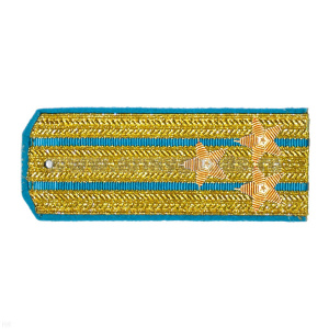 Погоны парадные золотые (металлиз.) с 2 голуб. просв., вышит. канителью (полковник)