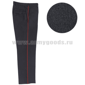 Брюки форм. п/ш Полиция темно-синие с красным кантом ткань ШК70-018 р-ры с 62