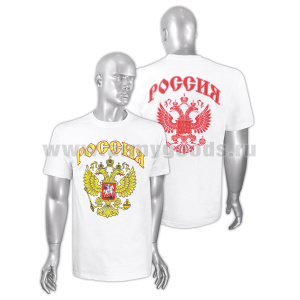 Футболка с рисунком краской Россия (белая)