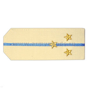 Погоны «машинная вышивка» из рубаш. ткани крем. с 1 вышит. голуб. просв. с вышит. звездами (ст. лейтенант)