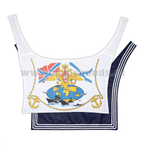 Гюйс ДМБ с рисунком ВМФ (шелк темный с нашитыми объемными полосами)