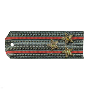 Погоны светло-оливк. 2 красн. пр. (на рубашку) галунные вышит. канителью (полковник)