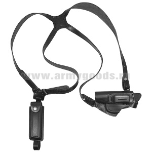 Кобура оперативная под ПМ горизонтальная с запасной обоймой и пружиной для скрытого ношения ОК-2/2Н (черная) ЛЕВША