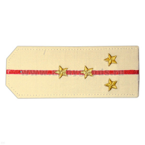 Погоны «машинная вышивка» из рубаш. ткани крем. с 1 вышит. красн. просв. с вышит. звездами (капитан)