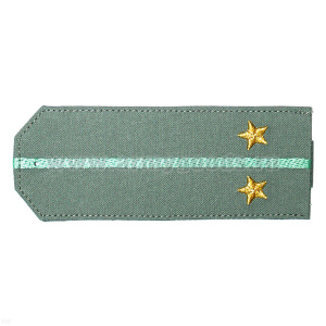 Погоны «машинная вышивка» из рубаш. ткани оливк. с 1 вышит. зел. просв. с вышит. звездами (лейтенант)