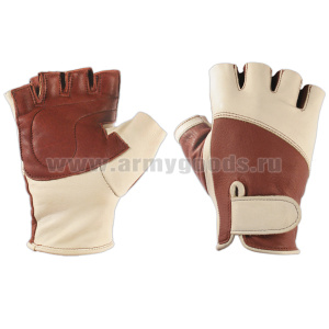 Перчатки кожаные обр/пал женские (коричнево-бежевые)
