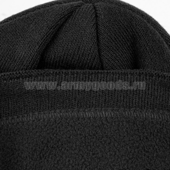 Шапка вязаная п/ш с флисовой подкладкой черная ("шестиклинка")
