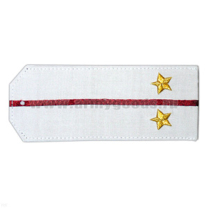 Погоны «машинная вышивка» из рубаш. ткани белые с 1 вышит. крап. просв. с вышит. звездами (лейтенант)