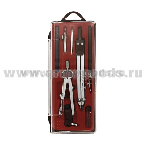 Набор для черчения (готовальня) средн. (8 предметов) в пластиковом футляре