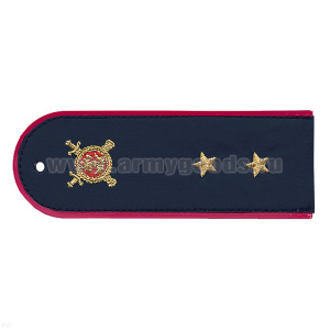 Погоны «машинная вышивка» из рубаш. ткани Полиция темно-синие с вышит. эмблемой (прапорщик) пластик