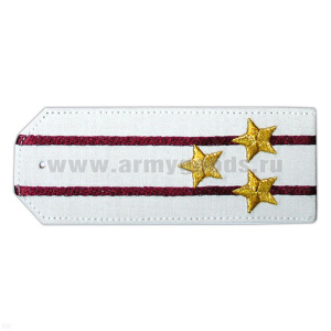 Погоны «машинная вышивка» из рубаш. ткани белые с 2 вышит. крап.и просв. с вышит. звездами (полковник)