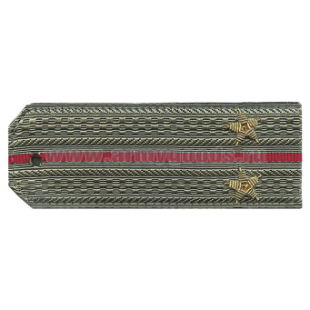 Погоны светло-оливк. 1 красн. пр. (на рубашку) галунные вышит. канителью (лейтенант)