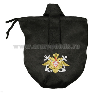 Чехол для фляги армейской (черный) вышитый ВМФ