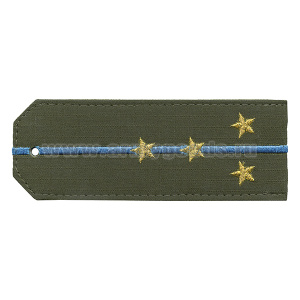 Погоны «машинная вышивка» оливк. (ткань rip-stop) c 1 вышит. голуб. просв. с вышитыми звездами (капитан) на костюм офисный