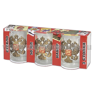 Стопки стеклянные (3x50 мл) с накладками Орел РФ