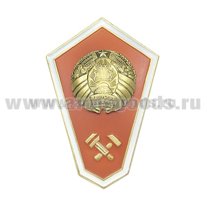 Значок мет. "Гробик" РБ Среднее образование техническое (МЧС) (латунь, хол.эм. с накладкой)