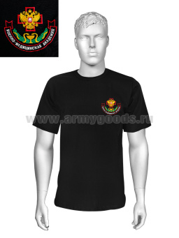 Футболка с вышивкой на груди Военно-медицинская академия, черная