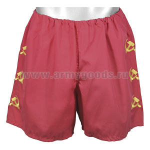 Трусы-шорты красные вышитые Серп и молот