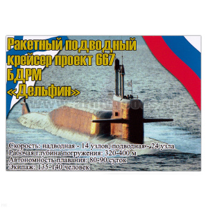 Магнит виниловый (гибкий) Ракетный подводный крейсер проект 667 БДРМ Дельфин