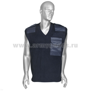 Жилетка п/ш вязаная с накладками синяя