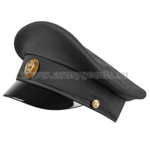 Фуражка простая ВМФ черная (ткань "Патруль") к костюму офисному (с мет. кокардой/без кокарды по наличию)