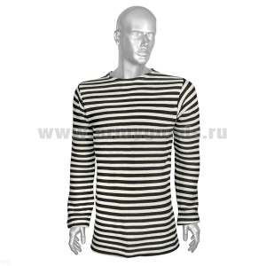 Тельняшка зим. п/ш двойной вязки черн. (НЕБЕЛЕНАЯ) с кремовой полосой р-ры с 44 по 60