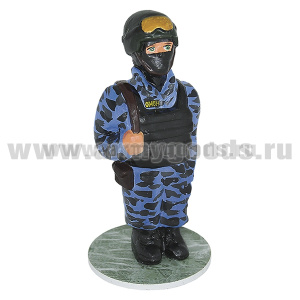 Фигурка гипсовая Омоновец в бронежилете (на подставке, в цилиндрич. упаковке)