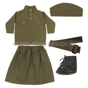 Костюм детский Солдаточка сувернирный (гимнастерка, юбка, пилотка, ремень, пинетки) 2632 (9-12 месяцев)