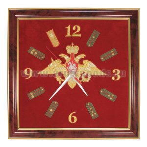 Часы подарочные вышитые на бархате в багетной рамке 35х35 см (РА)