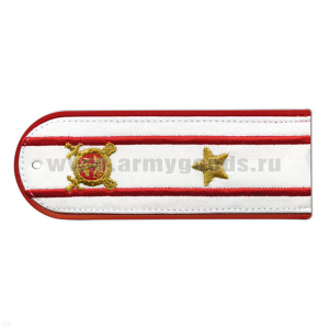 Погоны «машинная вышивка» из рубаш. ткани Полиция белые с вышит. эмблемой (майор) пластик