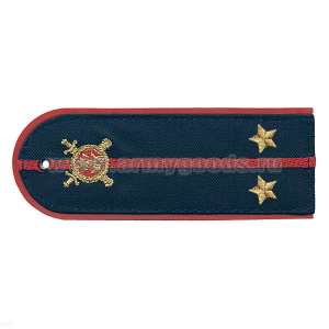 Погоны «машинная вышивка» из рубаш. ткани Полиция темно-синие с вышит. эмблемой (лейтенант) пластик