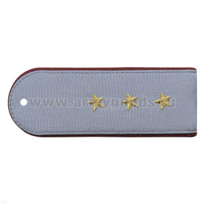 Погоны «машинная вышивка» из рубаш. ткани ФСИН светло-серые с крап. кантом с вышит. звездами (ст. прапорщик)