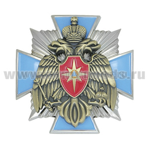 Значок мет. МЧС (орел МЧС на голубом кресте с лучами)