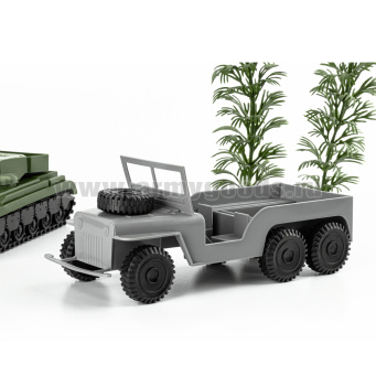 Набор игрушек пластмассовых "Бронегруппа" (машина 1 шт, танк 1 шт, кусты 2 шт) 12043