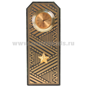 Часы сувенирные настольные (камень змеевик черный) Погон Генерал-майор зол. 