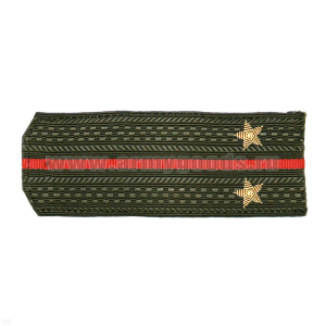 Погоны ОВ оливк. с 1 красн. просв., вышит. канителью (лейтенант)