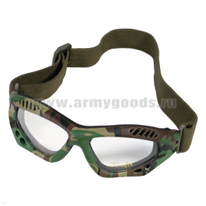 Очки защитные 15615420 десантные на резинке кмф woodland (прозрачные фильтры)