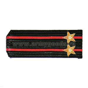 Погоны черн. с 2 красн. просв., вышит. канителью (подполковник)