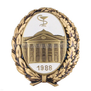 Значок мет. Военно-медицинская академия 1988 (овал в венке)