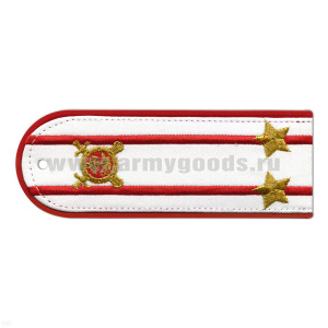 Погоны «машинная вышивка» из рубаш. ткани Полиция белые с вышит. эмблемой (подполковник) пластик