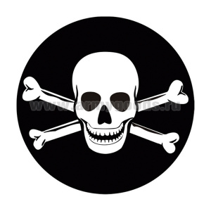 Наклейка круглая (d=10 см) Веселый Роджер (с костями)