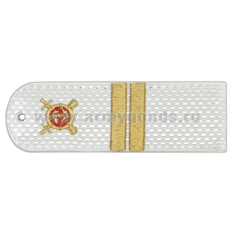 Погоны «машинная вышивка» Полиция без канта белые с вышит. эмблемой (мл. сержант) пластик