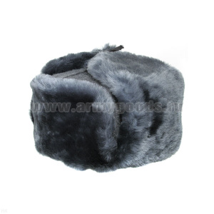 Шапка нат. мех (овчина) серо-голубой мех, серое сукно