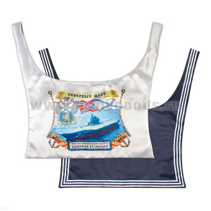 Гюйс ДМБ с рисунком ТАВКР Адмирал Кузнецов СФ (сублимация) шелк темный