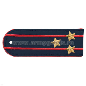 Погоны «машинная вышивка» из рубаш. ткани Полиция темно-синие с вышит. 2 красн пр. и выш звездами (полковник)